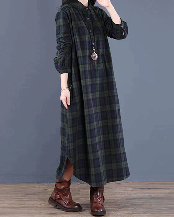 Esther® | Dress long sleeve checked shirt dress