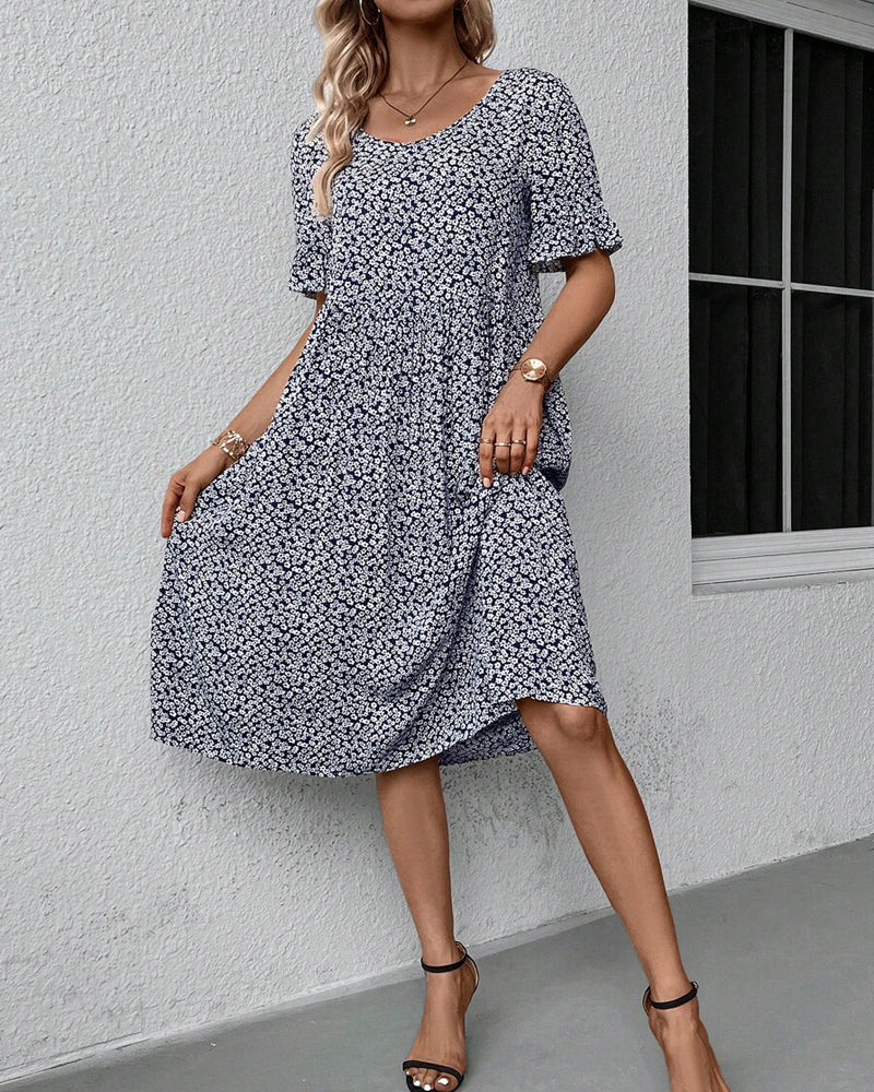 Matilde® | Elegant Round Neck Dress With Floral Print