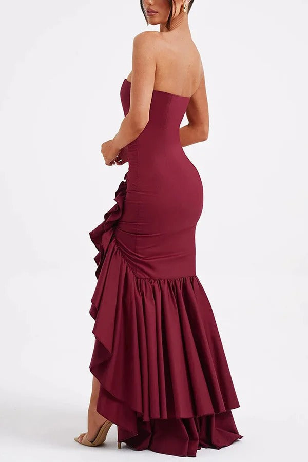 Lindsay® | Sexy off-shoulder maxi dress with a slim fit and irregular hem