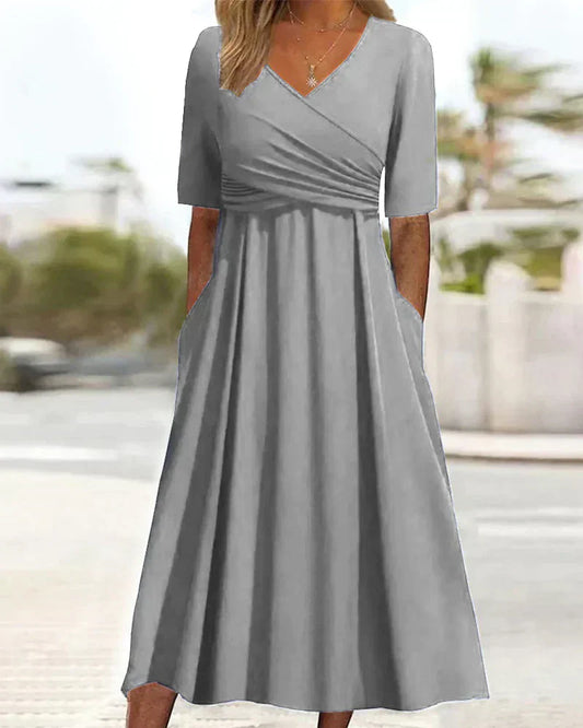 Hannah® | Women'S Short-Sleeved Wrap Dress, Elegant And Versatile