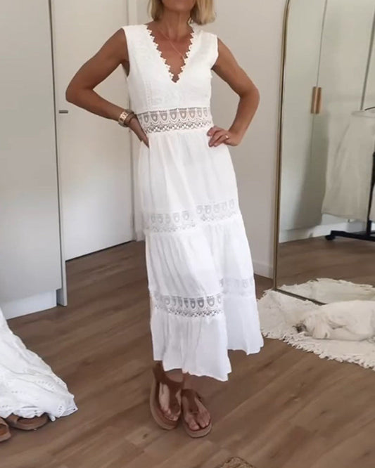 Yolaina® | V-neck lace tank dress