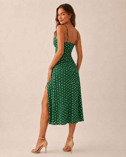 Laura Polka Split Midi Dress
