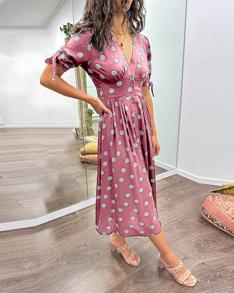 Soledad® | V-Neck Dress With Polka Dots
