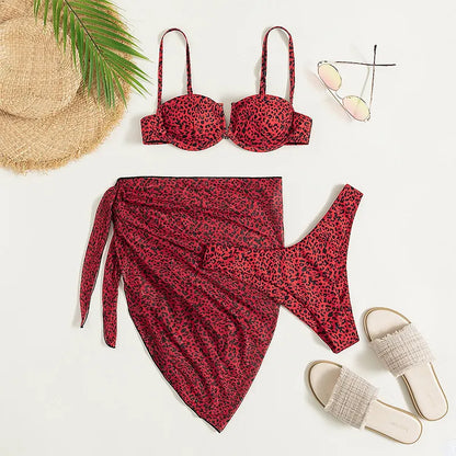 Savannah | Floral 3-Piece Bikini Set with Cover-Up Dress