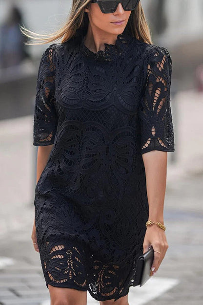 Fiorella® | Reason To Smile crochet lace mini dress