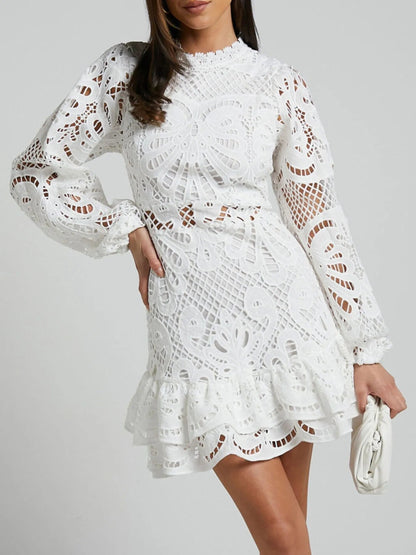 Sara® | Elegant Long-Sleeved Lace Mini Dress