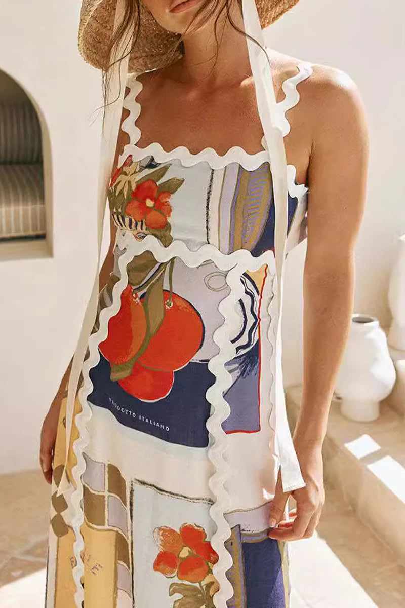 Belinda® | Casual vintage geometric print dresses, ripple patchwork print