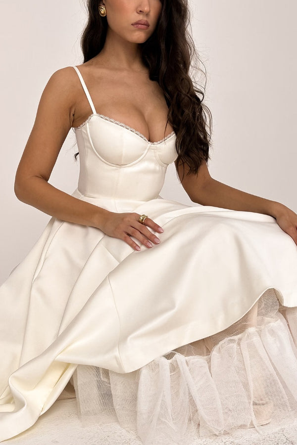 Lorraine® | Strapless V-neck sleeveless tutu maxi dress