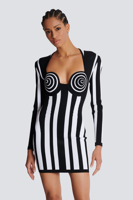 Berta® | Long-Sleeved Striped Mini Knit Dress