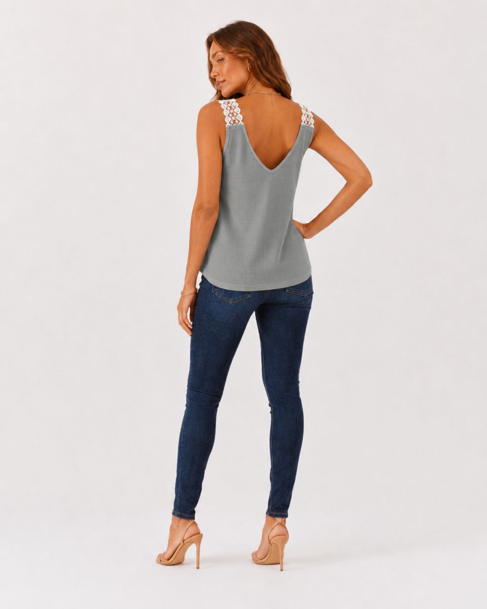 Amara Waffle Sleeveless Tops