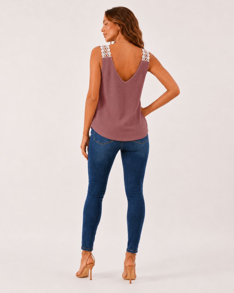Amara Waffle Sleeveless Tops