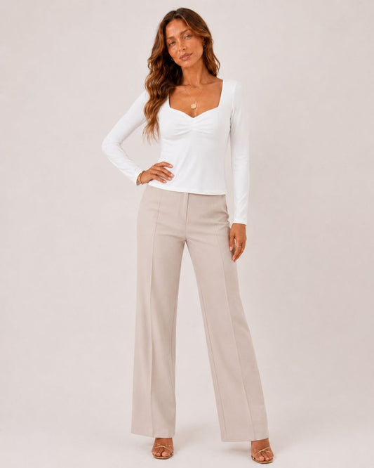 Bianca Square Collar Long Sleeve Top
