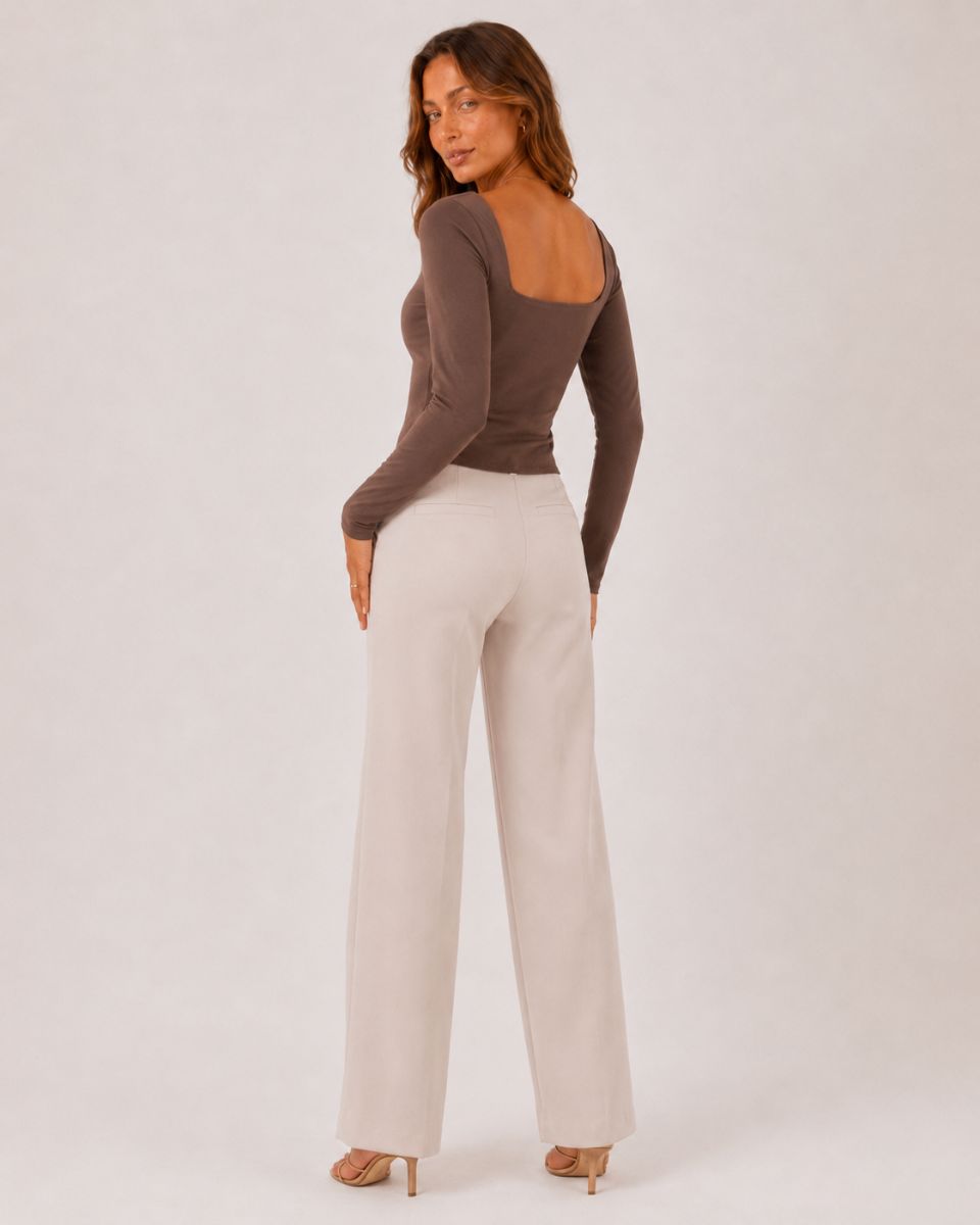 Bianca Square Collar Long Sleeve Top