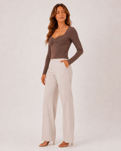 Bianca Square Collar Long Sleeve Top