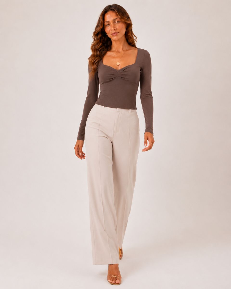 Bianca Square Collar Long Sleeve Top