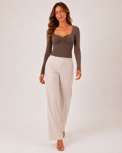 Bianca Square Collar Long Sleeve Top