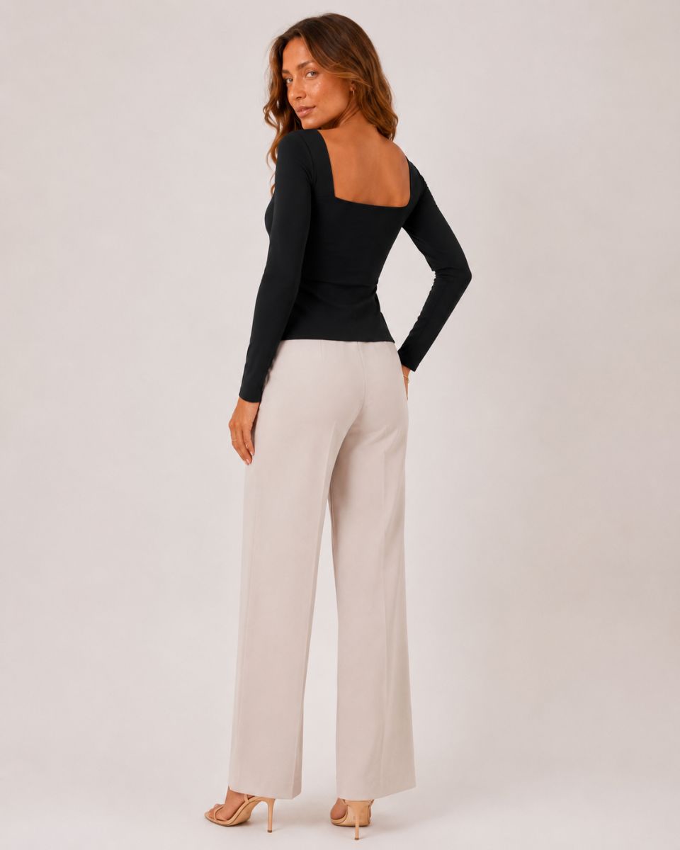 Bianca Square Collar Long Sleeve Top