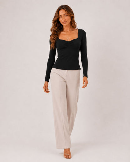 Bianca Square Collar Long Sleeve Top