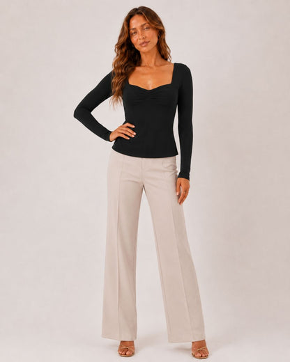 Bianca Square Collar Long Sleeve Top