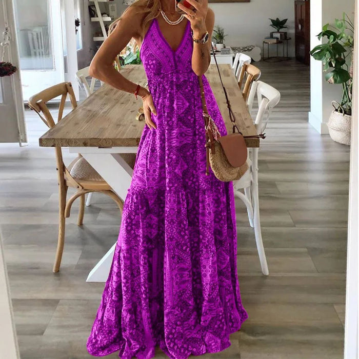 Valencia Strap Bohemian Print Dress
