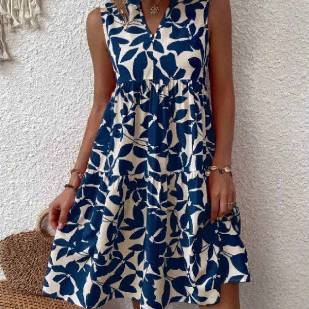 Selena Boho Pleated V-Neck Beach D