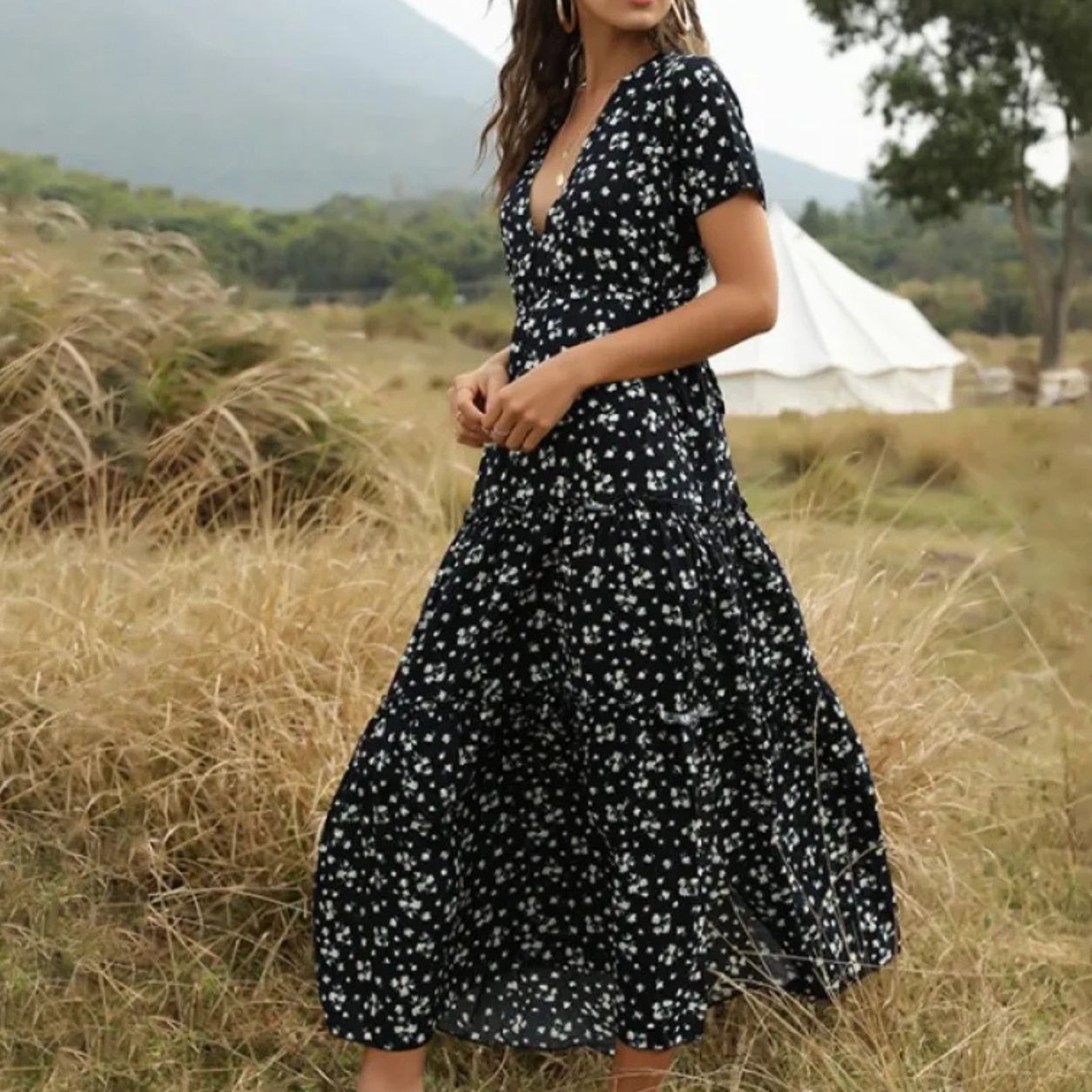 Fern Ruffled Floral Bohemian Dress