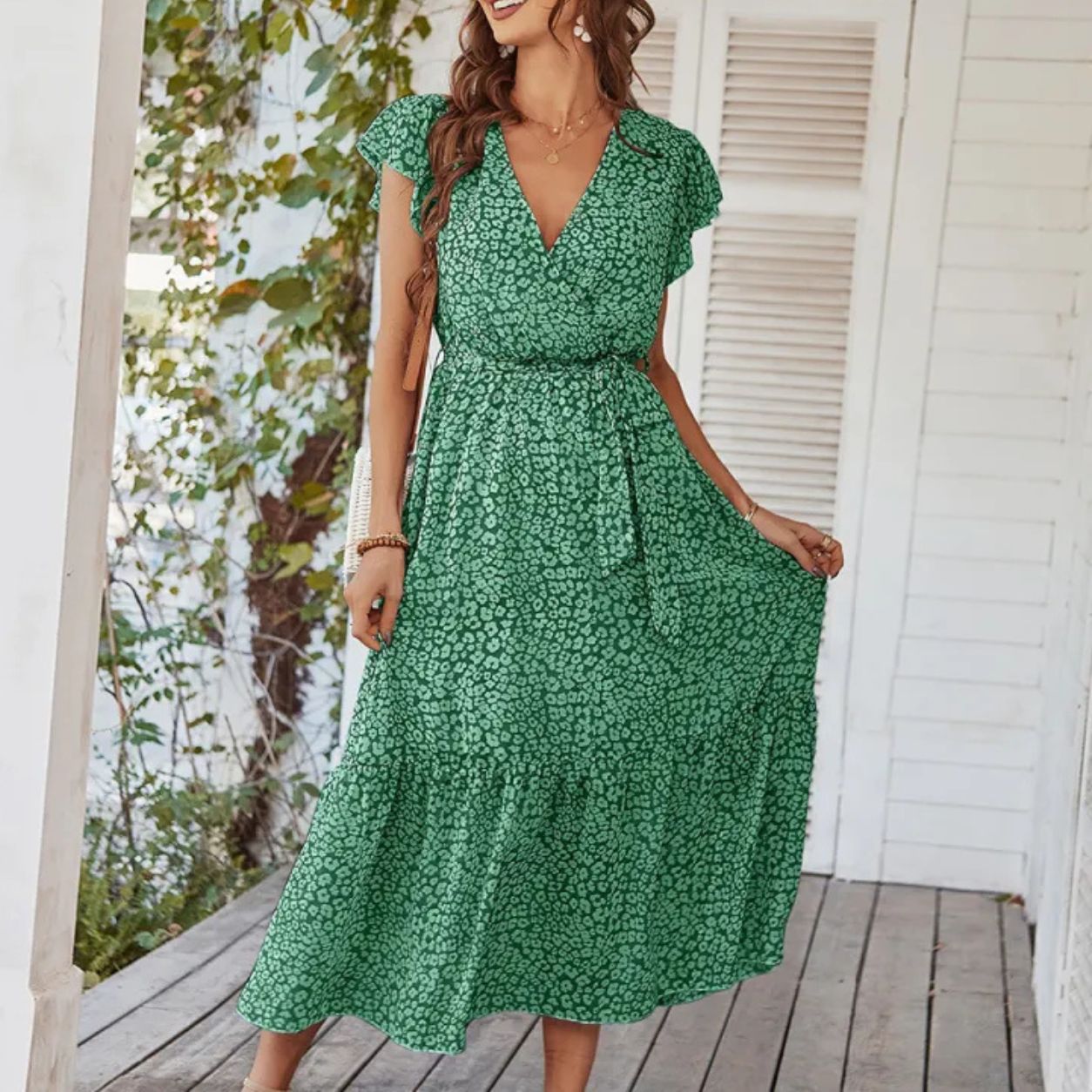 Capri Boho Floral Wrap Split Maxi Dress