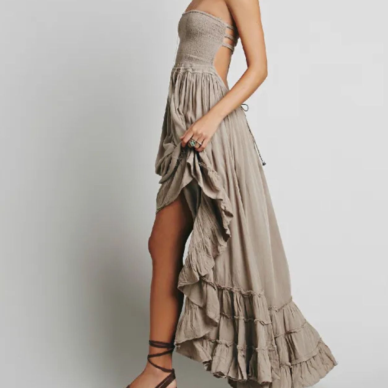 Kiara Backless Bohemian Beach Maxi Dress Cotton