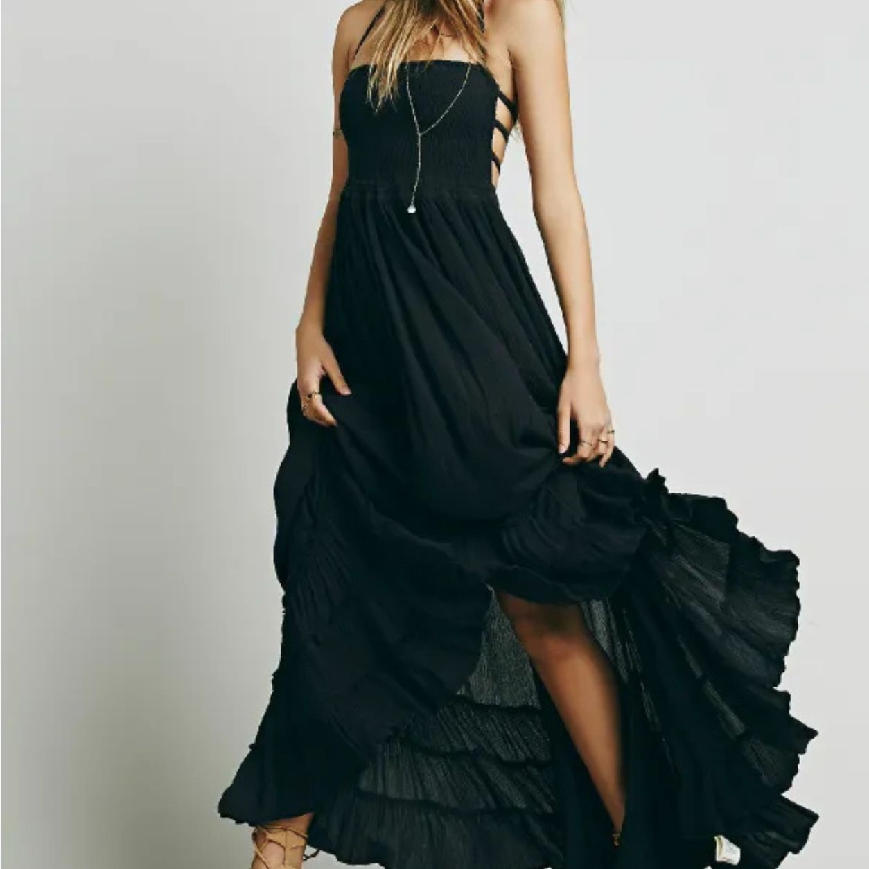 Kiara Backless Bohemian Beach Maxi Dress Cotton