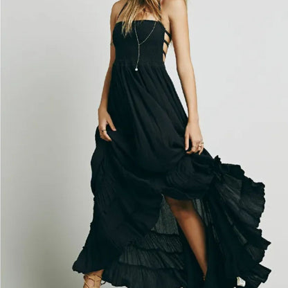 Kiara Backless Bohemian Beach Maxi Dress Cotton