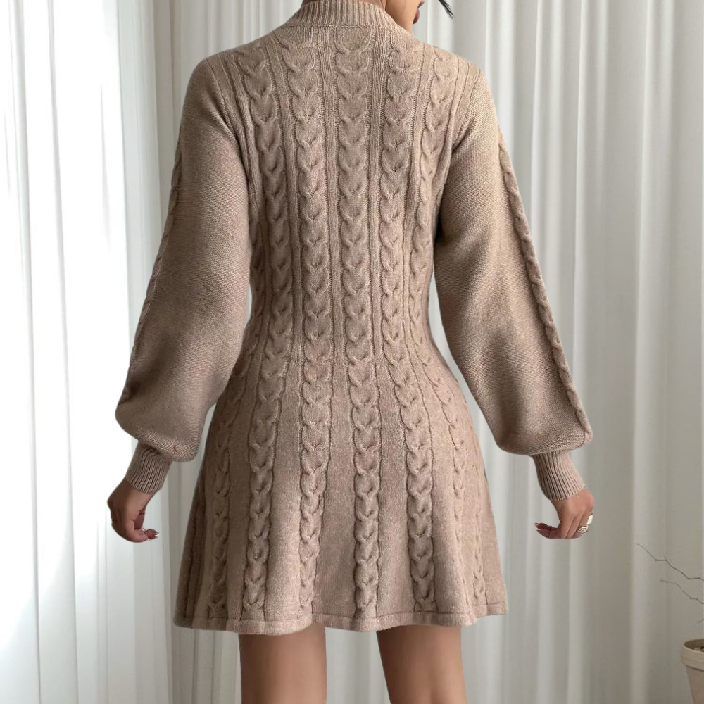 Marta® | Elegant women's short dress with long sleeves and V-neck