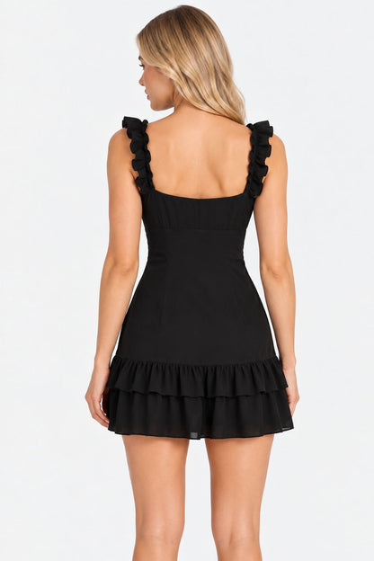 Amelie V-Neck Ruffle Mini Dress