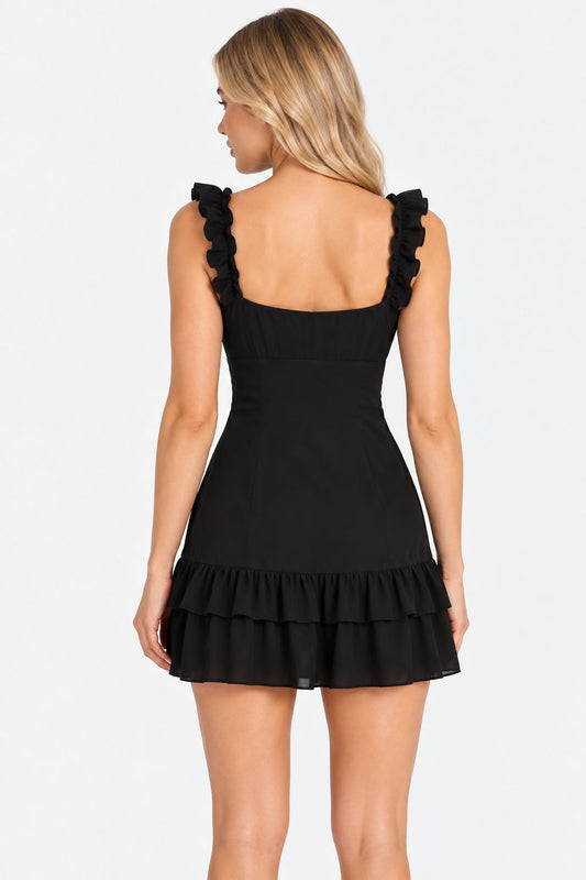 Amélie® | Elegant V-Neck Ruffle Mini Dress
