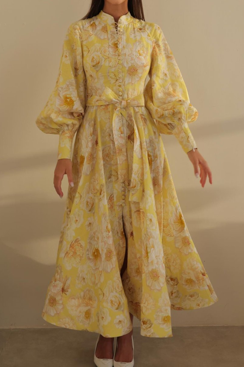 Paulina® | Balloon Sleeve Floral Maxi Dress