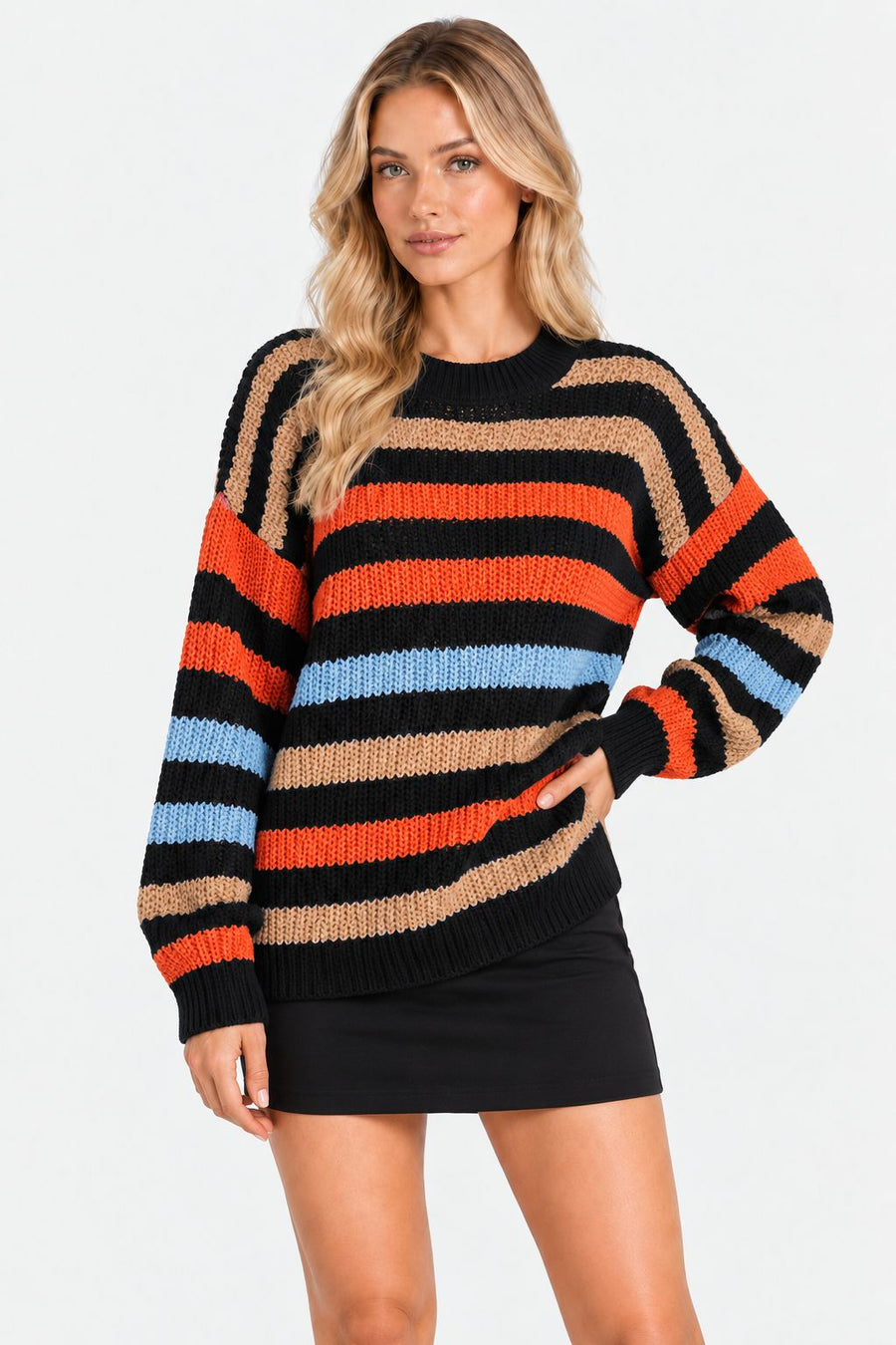 Margot® | Classic Striped Knitted Sweater — Black