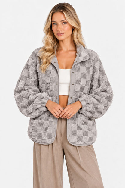 Dina | Cozy Checkered Sherpa Shacket