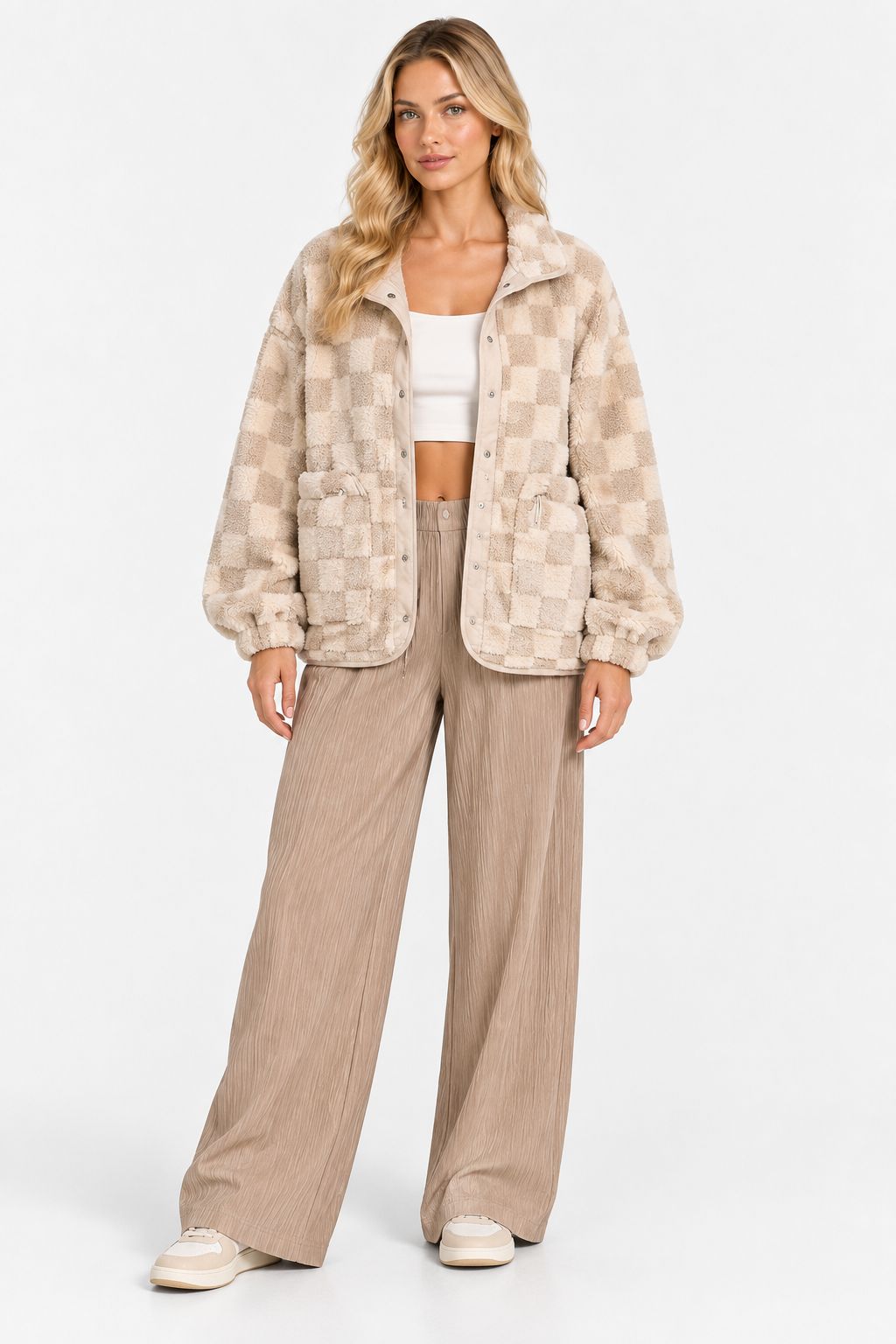 Dina | Cozy Checkered Sherpa Shacket