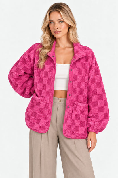 Dina | Cozy Checkered Sherpa Shacket