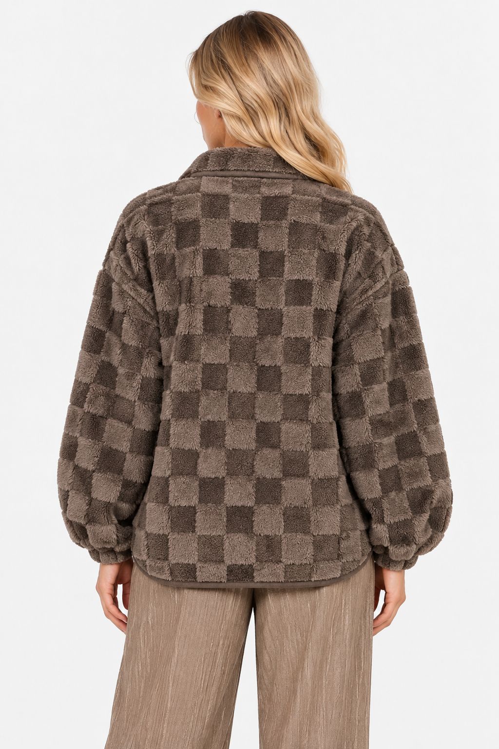 Dina | Cozy Checkered Sherpa Shacket