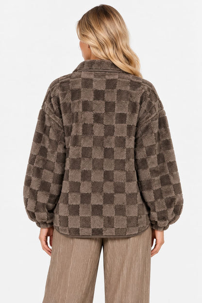 Dina | Cozy Checkered Sherpa Shacket