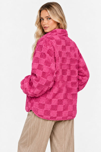 Dina | Cozy Checkered Sherpa Shacket