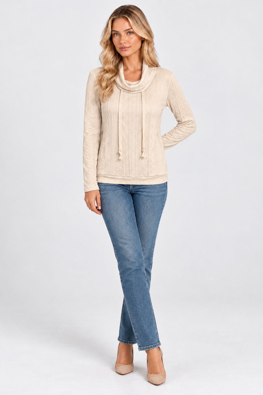 Danielle® | Cozy Hooded Drawstring Knit Sweater