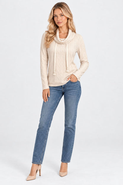 Danielle® | Cozy Hooded Drawstring Knit Sweater