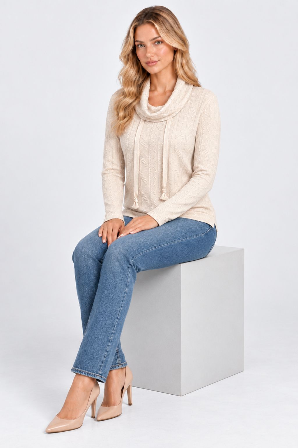 Danielle® | Cozy Hooded Drawstring Knit Sweater