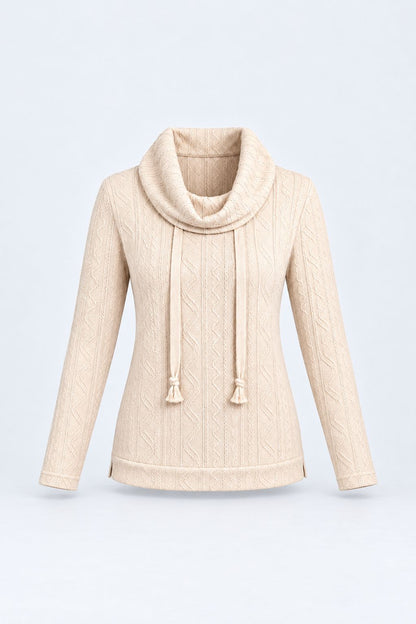Danielle® | Cozy Hooded Drawstring Knit Sweater