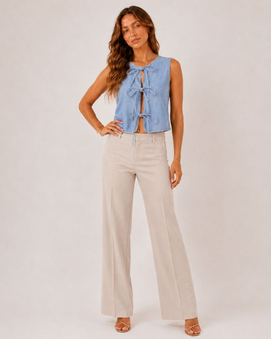 Dahlia Denim Vest Tanks Top — Light Blue