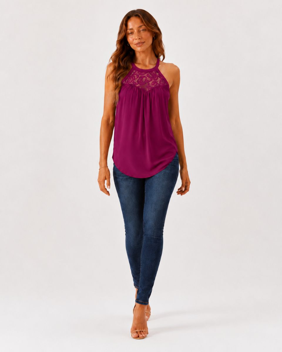 Dahlia Summer Lace Halter Tops