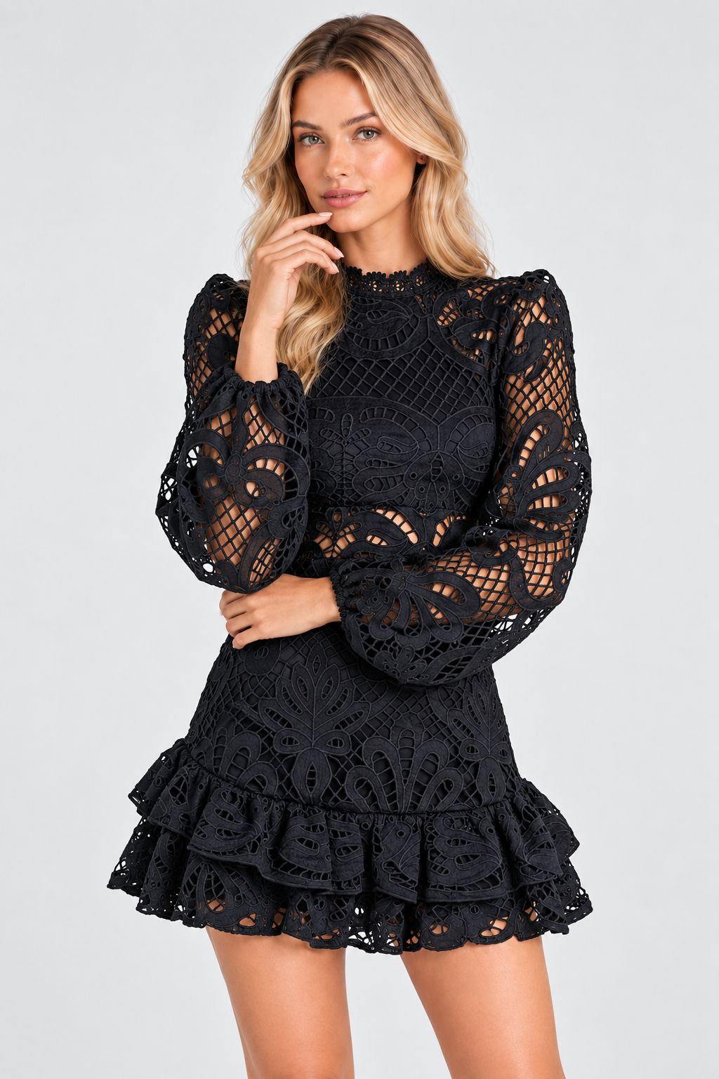 Serafina® | Elegant Long-Sleeved Lace Mini Dress