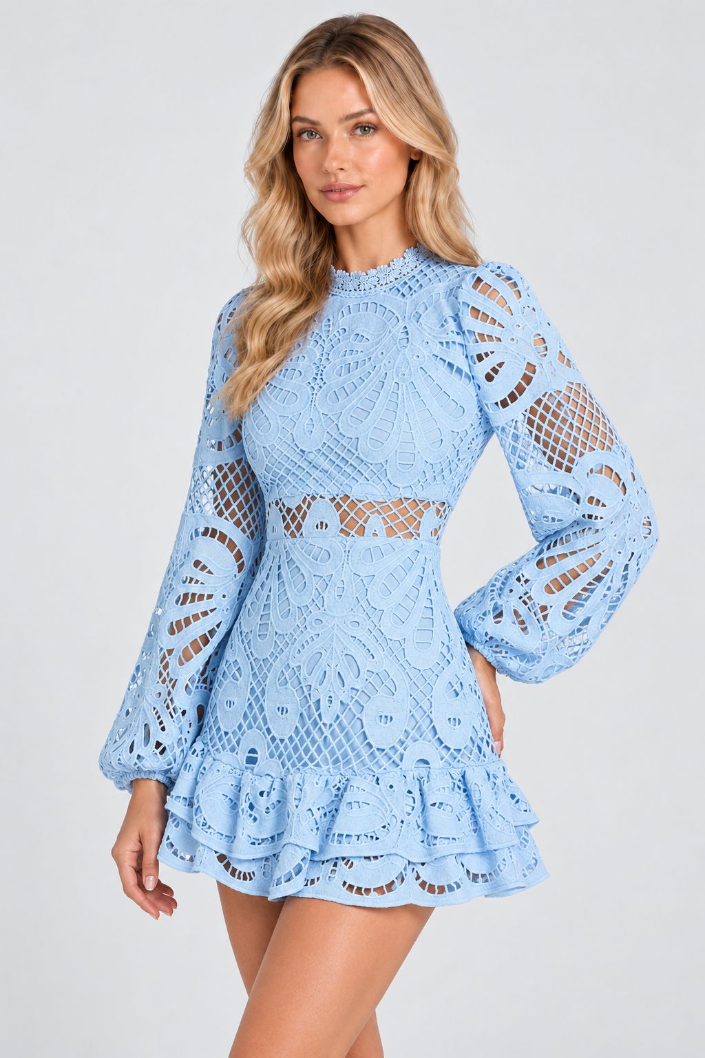 Serafina® | Elegant Long-Sleeved Lace Mini Dress
