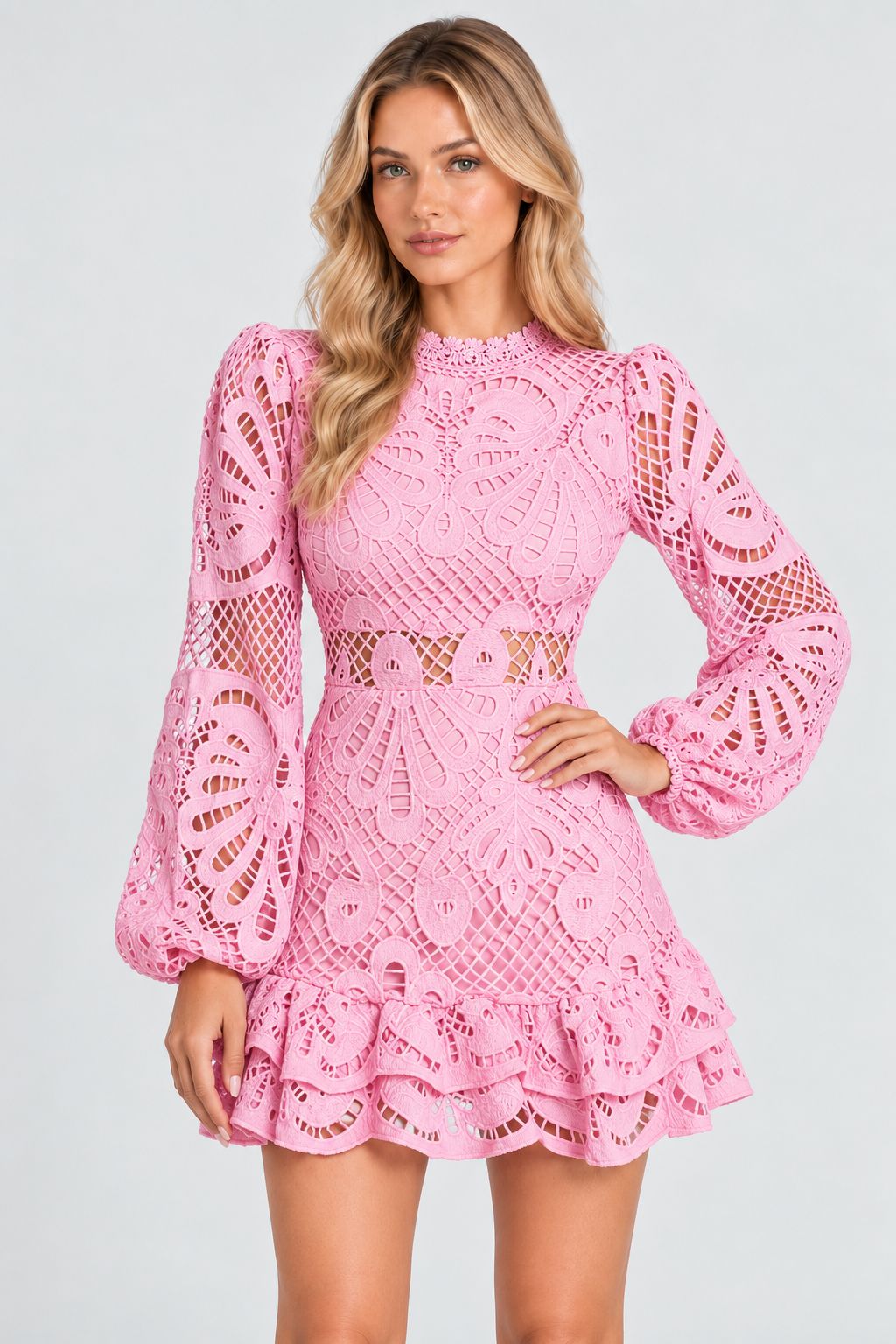 Serafina® | Elegant Long-Sleeved Lace Mini Dress
